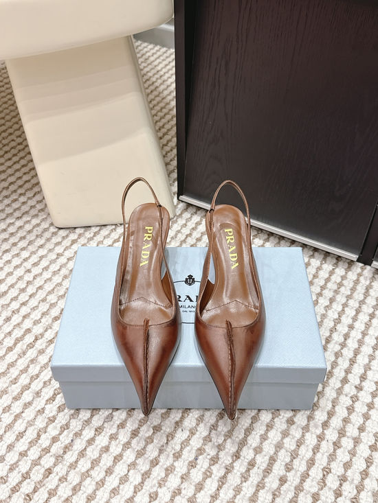 Prada Vintage Pointed-toe High-heeled Slippers with Bow Detail
