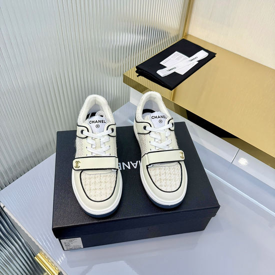 Chanel Two Tone Thick Sole Casual Leather Skate Sneakers