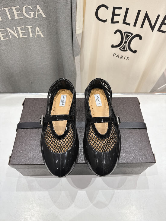Alaia Mesh Flat Ballet Shoes Comfortable Daily Footwear