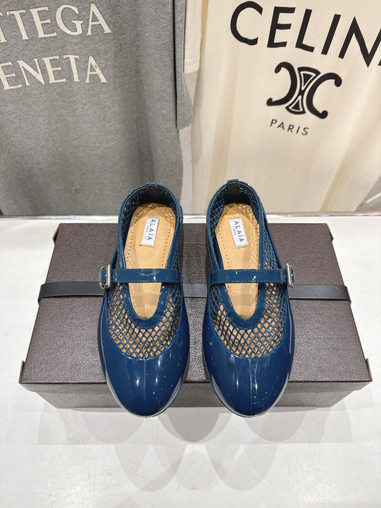 Alaia Mesh Flat Ballet Shoes Comfortable Daily Footwear