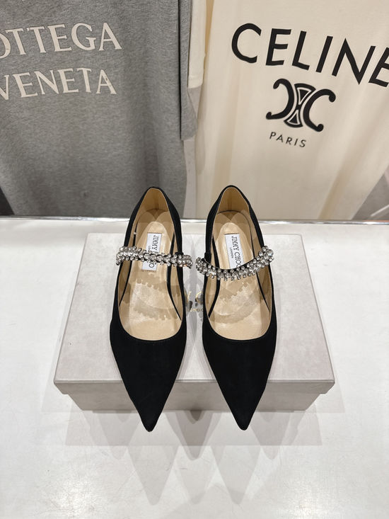 Jimmy Choo Elegant Suede Mary Jane Flats Comfortable Leather Sole