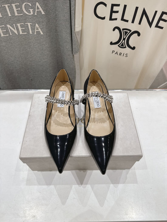 Jimmy Choo Glossy Patent Leather Mary Jane Flats Premium Sole