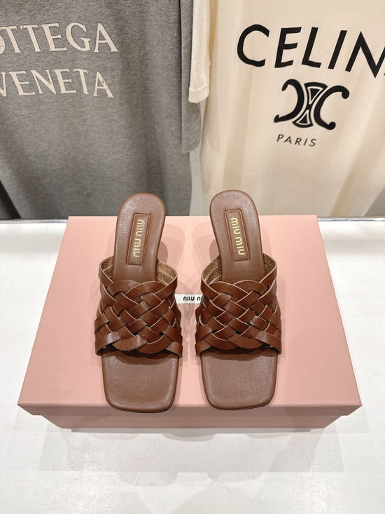 Miu Miu Cowhide Upper High Heel Sandals With Leather Sole