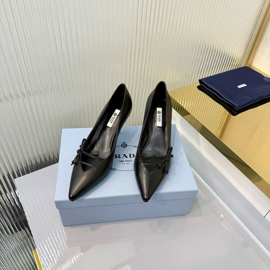 Prada Block Heel Square Toe Leather Slingback Sandals