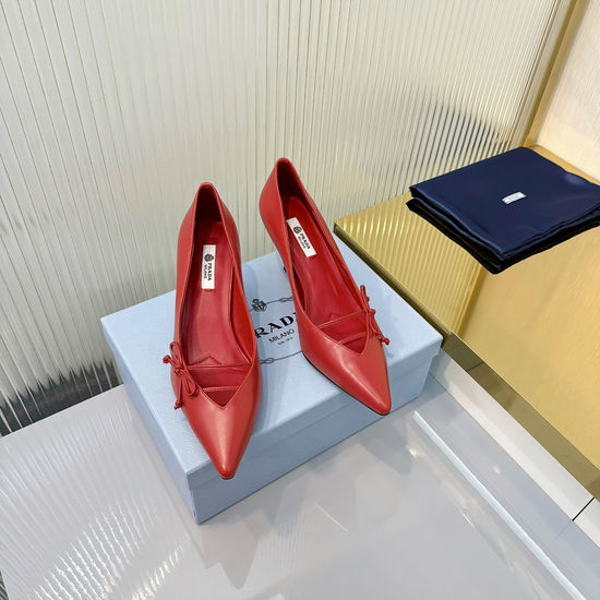 Prada Block Heel Square Toe Leather Slingback Sandals