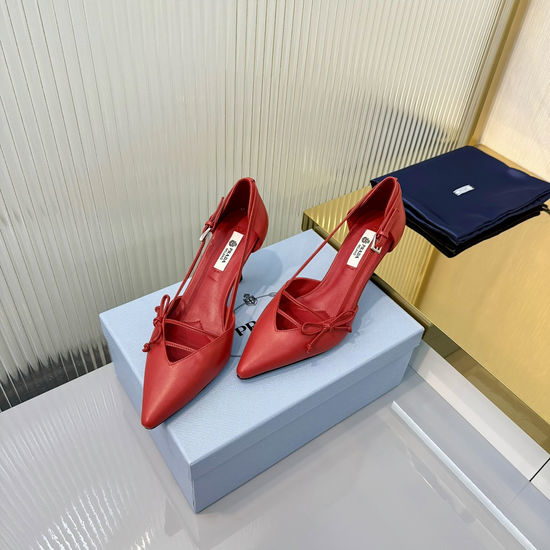 Prada Block Heel Square Toe Patent Leather Slingback Sandals