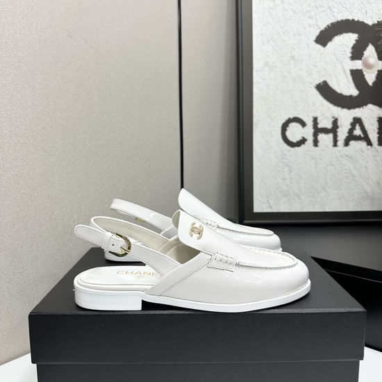 Chanel Metal Buckle Loafer Slip On Sandals With Leather Sole
