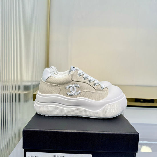 Chanel Two-tone Leather Casual Sneakers Comfortable Breathable