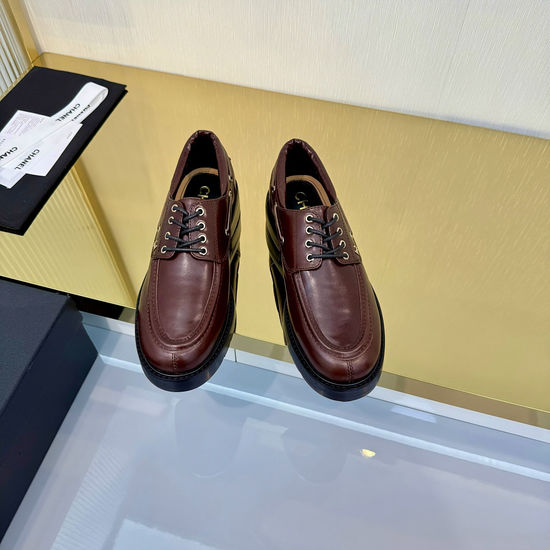 Chanel Genuine Leather Logo Hardware Loafers Comfortable Sole