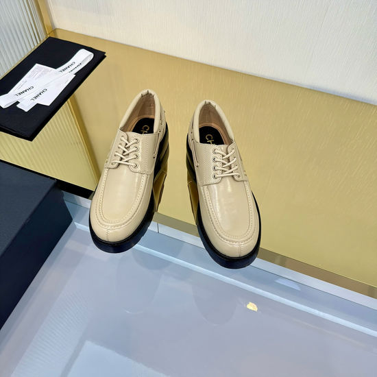 Chanel Genuine Leather Logo Hardware Loafers Comfortable Sole