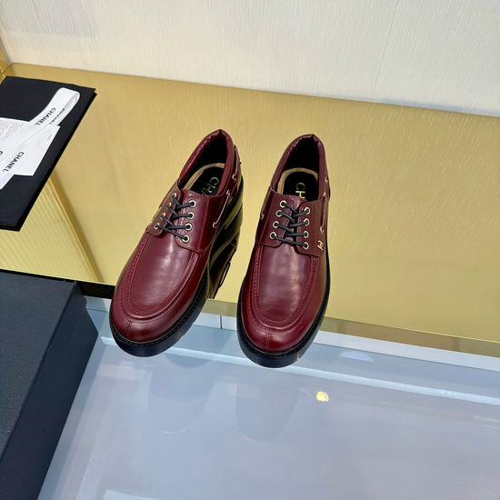 Chanel Genuine Leather Logo Hardware Loafers Comfortable Sole