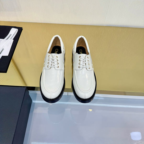 Chanel Genuine Leather Logo Hardware Loafers Comfortable Sole