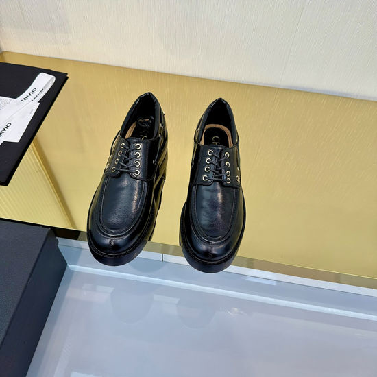 Chanel Genuine Leather Logo Hardware Loafers Comfortable Sole