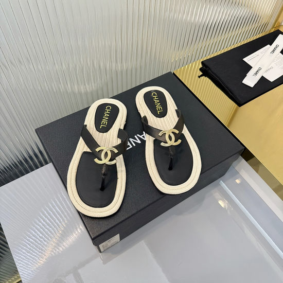 Chanel Elegant Elevated Thong Sandals with Premium Upper