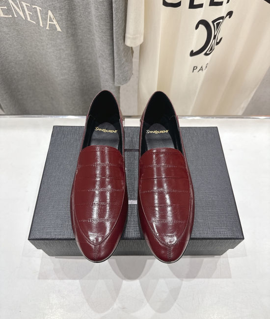 Yves Saint Laurent YSL Genuine Leather Slip-On Loafer Comfort Flat Shoes