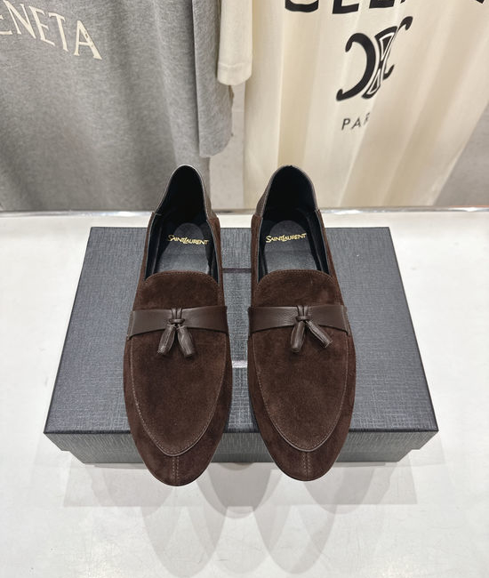 Yves Saint Laurent YSL Genuine Leather Slip-On Loafer Comfort Flat Shoes