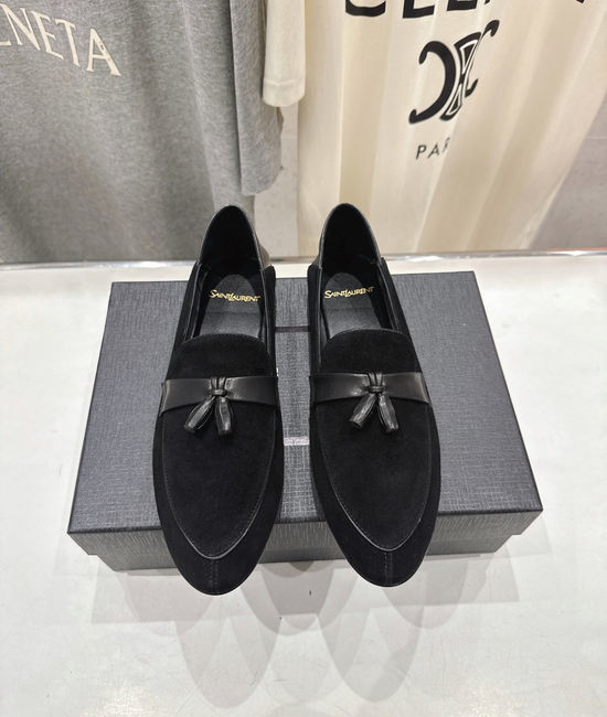 Yves Saint Laurent YSL Genuine Leather Slip-On Loafer Comfort Flat Shoes
