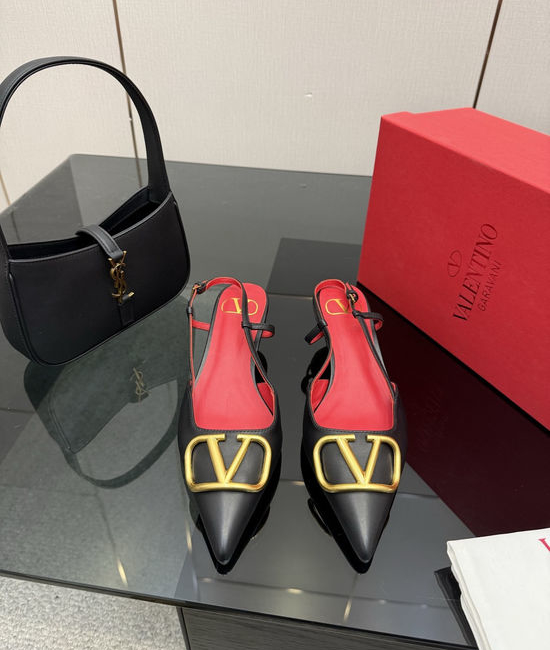 Valentino Bow Decor Low Heel Sandals Soft Sheepskin Insole Comfortable