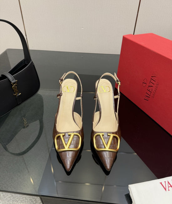 Valentino Bow Decor Low Heel Sandals Soft Sheepskin Insole Comfortable