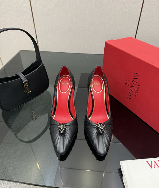 Valentino Bowknot Design Sheepskin Lined Casual Comfortable Pumps
