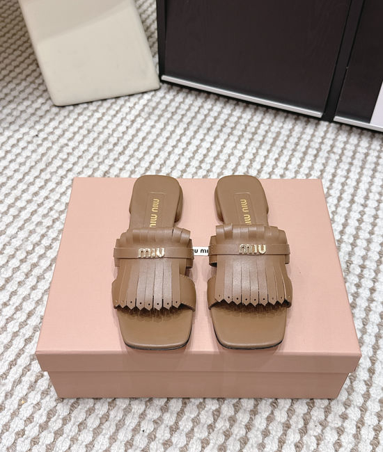 Miu Miu Studded Square Toe Slip-on Summer Slides
