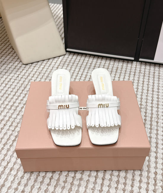 Miu Miu Studded Square Toe Slip-on Summer Slides