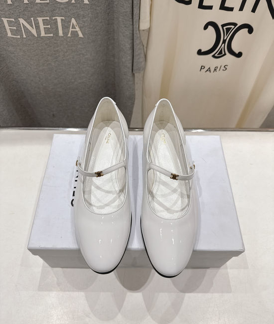 Celine Retro Style Leather Mary Jane Flat Loafer Shoes