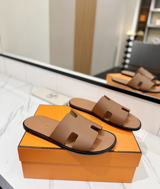 Hermes Classic Premium Leather Comfortable Slide Sandals
