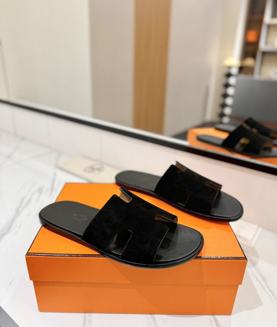 Hermes Classic Suede Leather Comfortable Slide Sandals