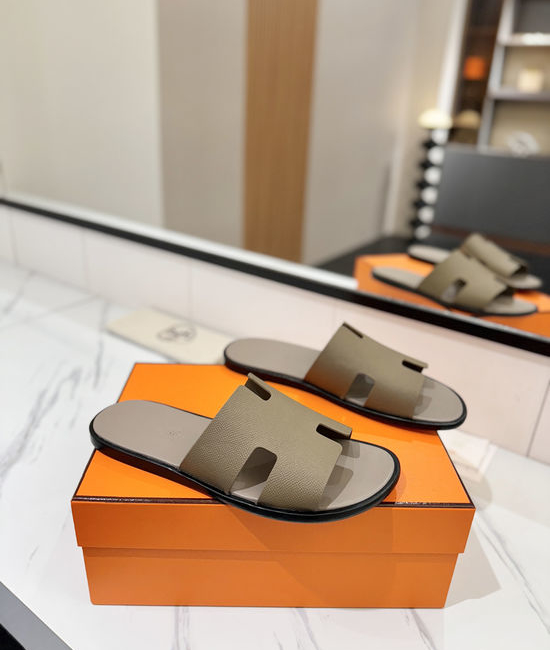 Hermes Classic Epsom Leather Comfortable Slide Sandals