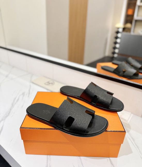 Hermes Classic Epsom Leather Comfortable Slide Sandals