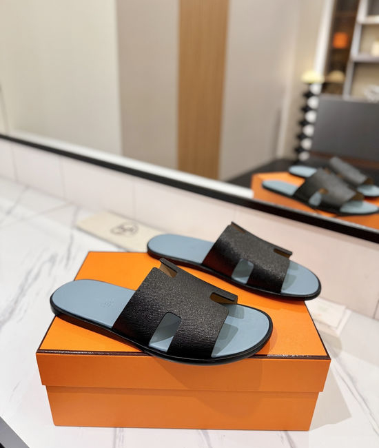 Hermes Classic Epsom Leather Comfortable Slide Sandals
