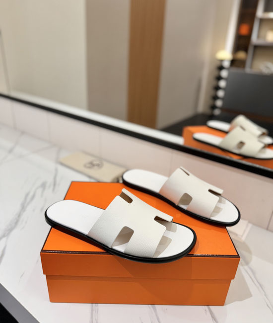 Hermes Classic Epsom Leather Comfortable Slide Sandals