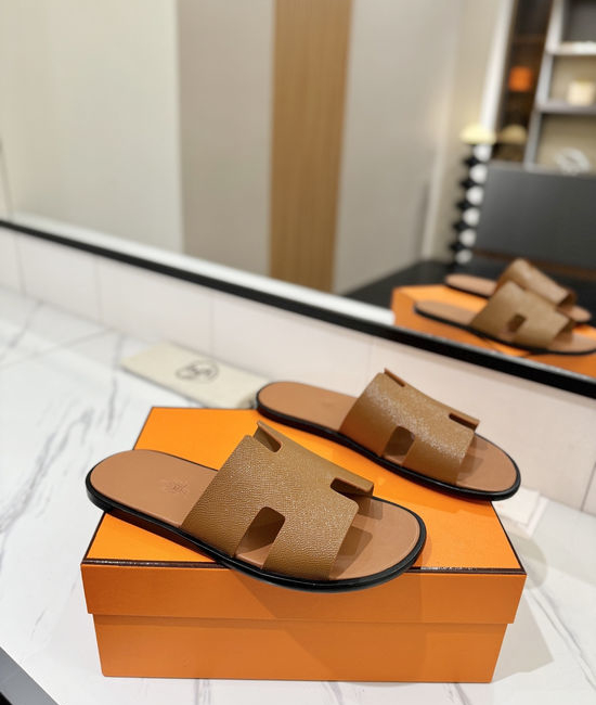 Hermes Classic Epsom Leather Comfortable Slide Sandals