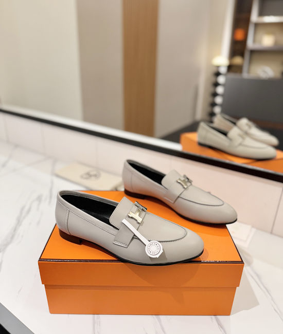 Hermes Classic Sheepskin Loafers Comfortable Soft Sole Casual Shoes