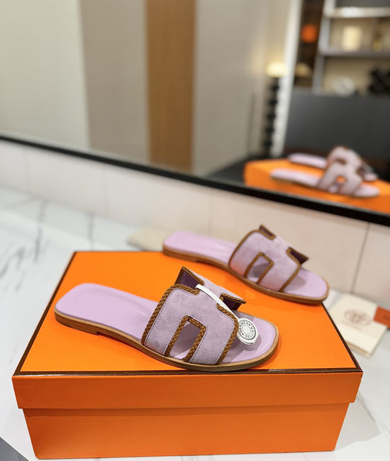Hermes Classic Nubuck Slides Genuine Leather Sole Casual Shoes