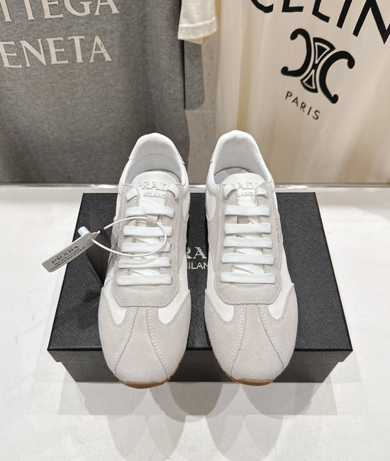 Prada Soft Sole Suede Lace-Up Casual Comfort Sneakers