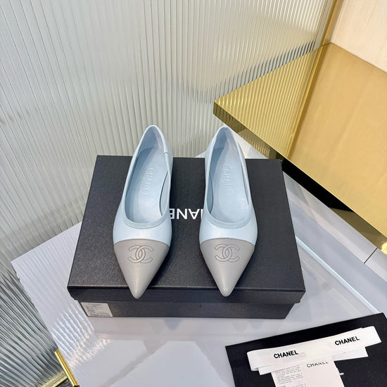 Chanel Elegant Pointed Toe Two-Tone Mary Jane Flats