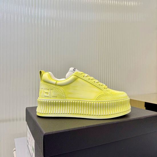 Chanel Thick Sole Graffiti Pattern Casual Leather Sneakers