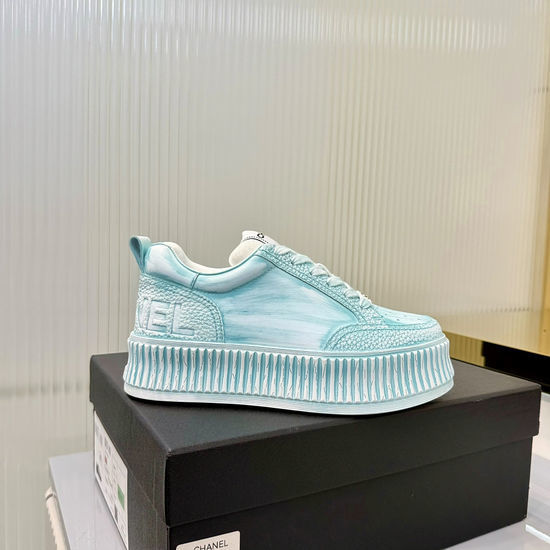 Chanel Thick Sole Graffiti Pattern Casual Leather Sneakers