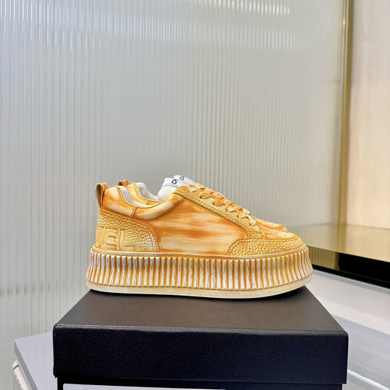 Chanel Thick Sole Graffiti Pattern Casual Leather Sneakers