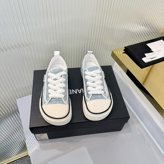 Chanel Two-tone Casual Sneakers Denim Leather Upper Comfortable Sole