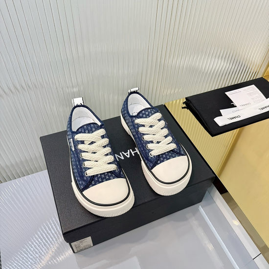 Chanel Two-tone Casual Sneakers Denim Leather Upper Comfortable Sole
