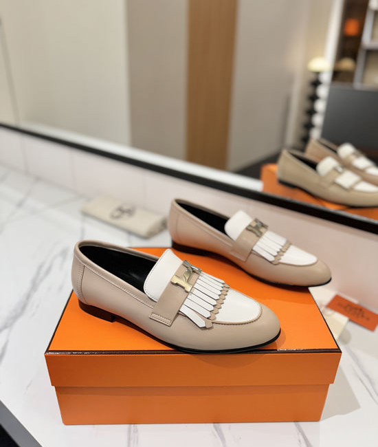 Hermes Classic Cowhide Loafers Comfortable Soft Sole Casual Shoes