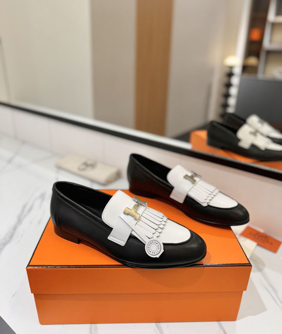 Hermes Classic Cowhide Loafers Comfortable Soft Sole Casual Shoes