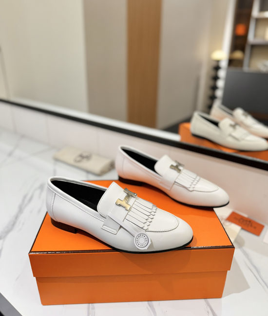 Hermes Classic Cowhide Loafers Comfortable Soft Sole Casual Shoes