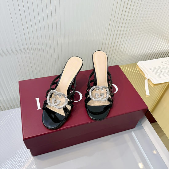Gucci Soft Leather Foldable Heel Slide Sandals Metal Accent
