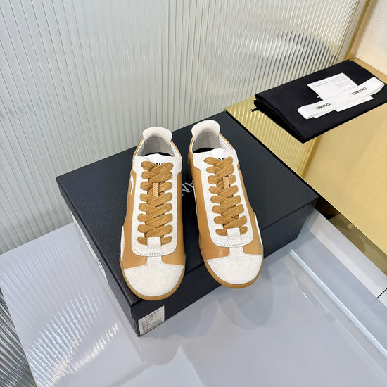 Chanel Elevated Sole Panda Color Leather Sneakers