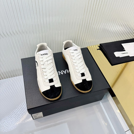 Chanel Elevated Sole Panda Color Leather Sneakers