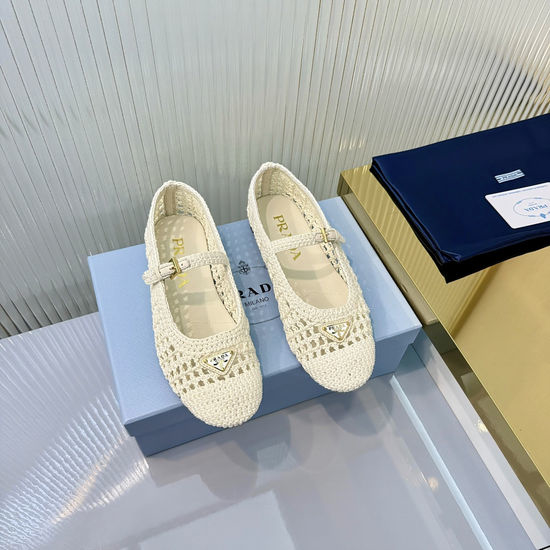 Prada Hand Woven Flats With Soft Leather Lining